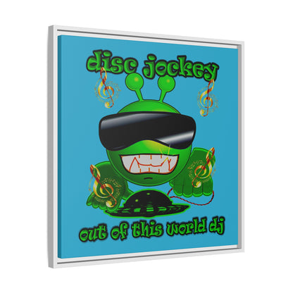 disc jockey - framed canvas art (turquoise)