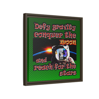 defy conquer reach - framed canvas art (logo green)