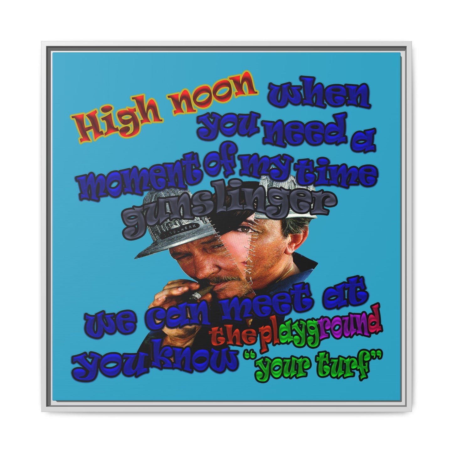high noon - framed canvas art (turquoise)