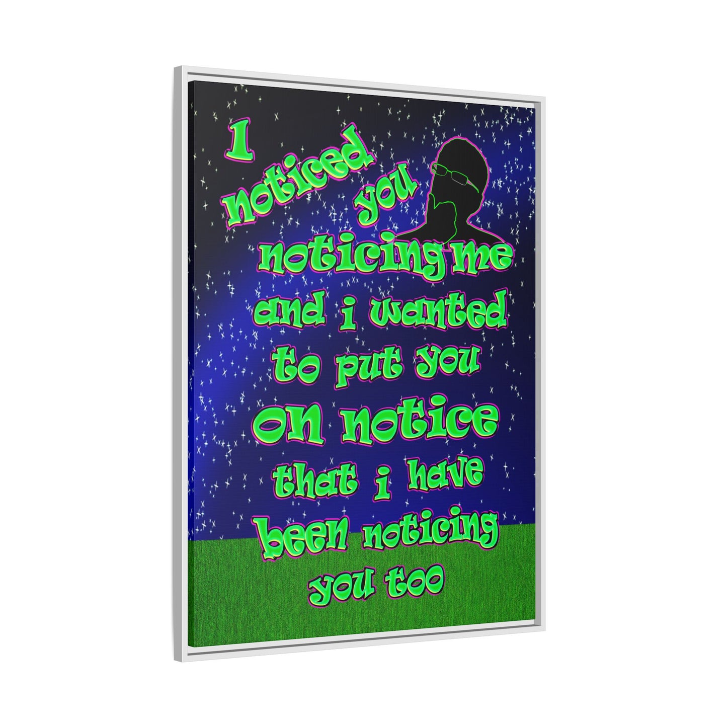 noticed you noticing - framed canvas art ('snoops' background)