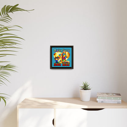 love peace - framed canvas art (turquoise)