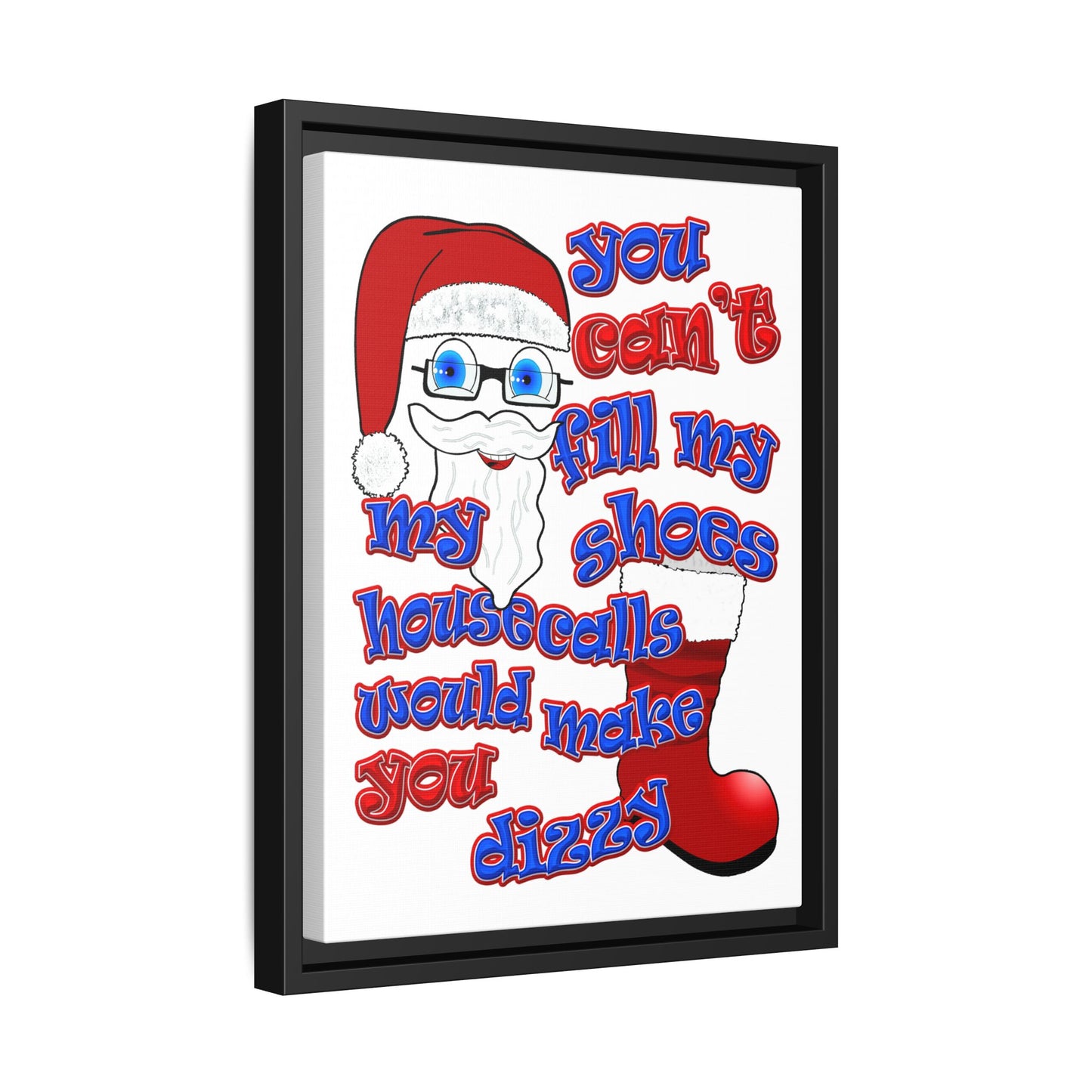 santa's shoes - framed canvas art (white)