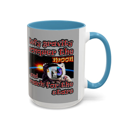 defy conquer reach - Accent Mug (light grey)