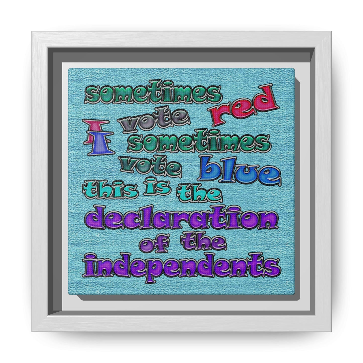 declaration of the independents - framed canvas art (faded blue)
