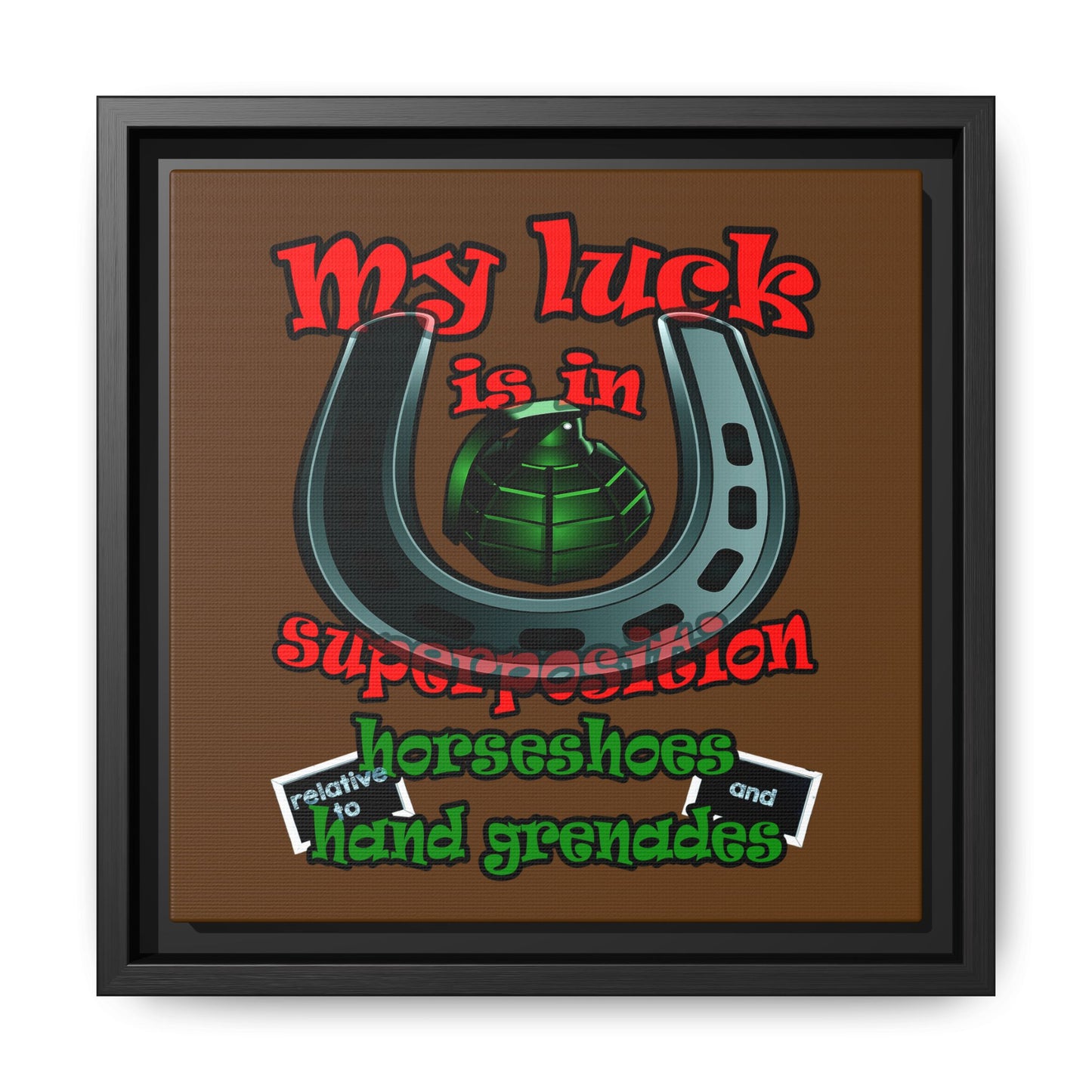 my luck - framed canvas art (brown)