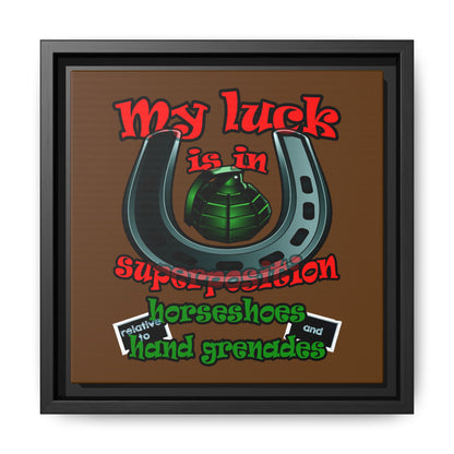 my luck - framed canvas art (brown)