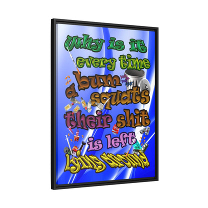 the bum's shit - framed canvas art (blue-white wave)