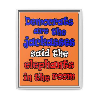 donkeys and elephants - framed canvas art (crusta)