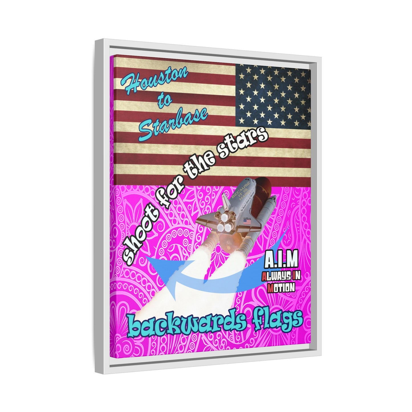 shoot for the stars - framed canvas art (pink swirl)