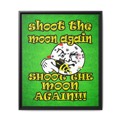 shoot the moon again - framed canvas art (green turf)