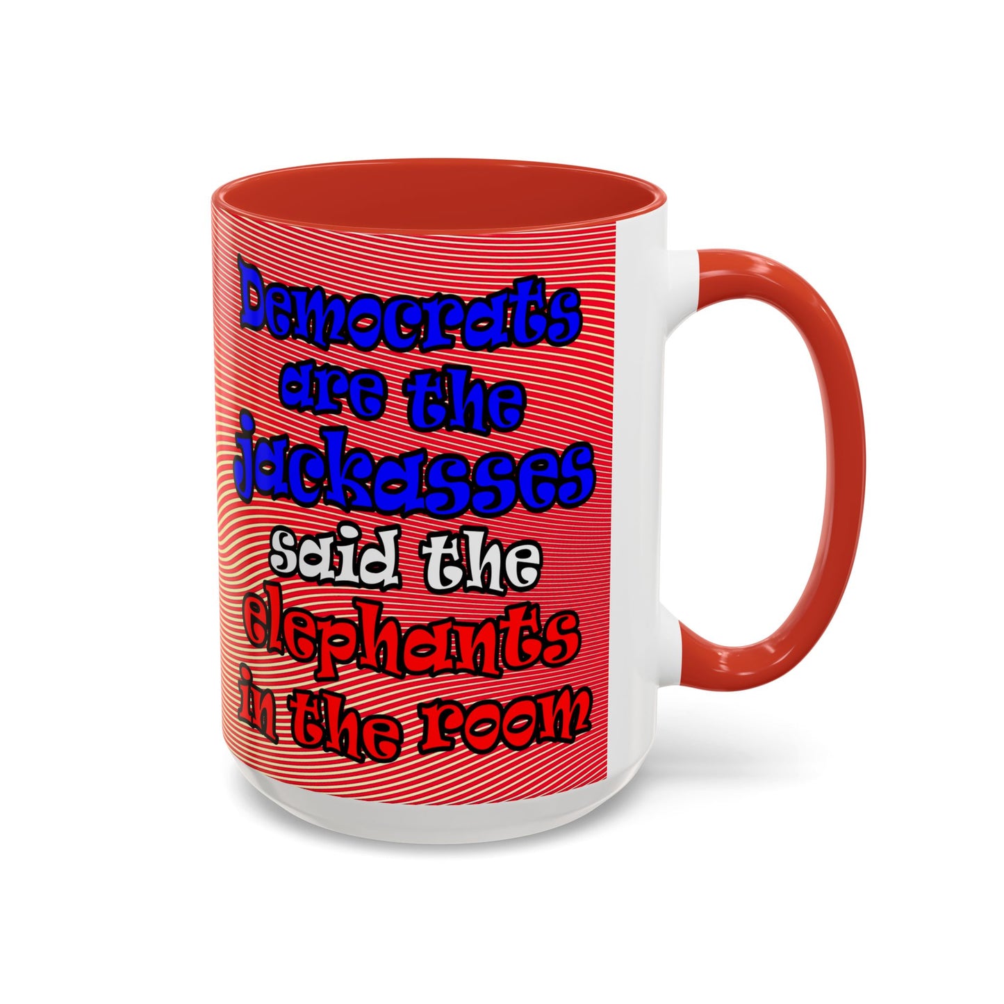 donkeys and elephants - Accent Mug (yellow-orange wave)