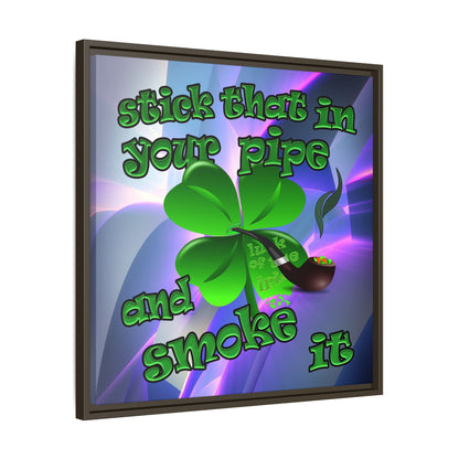 stick that in your pipe and smoke it - framed canvas art (grey-pink wave)