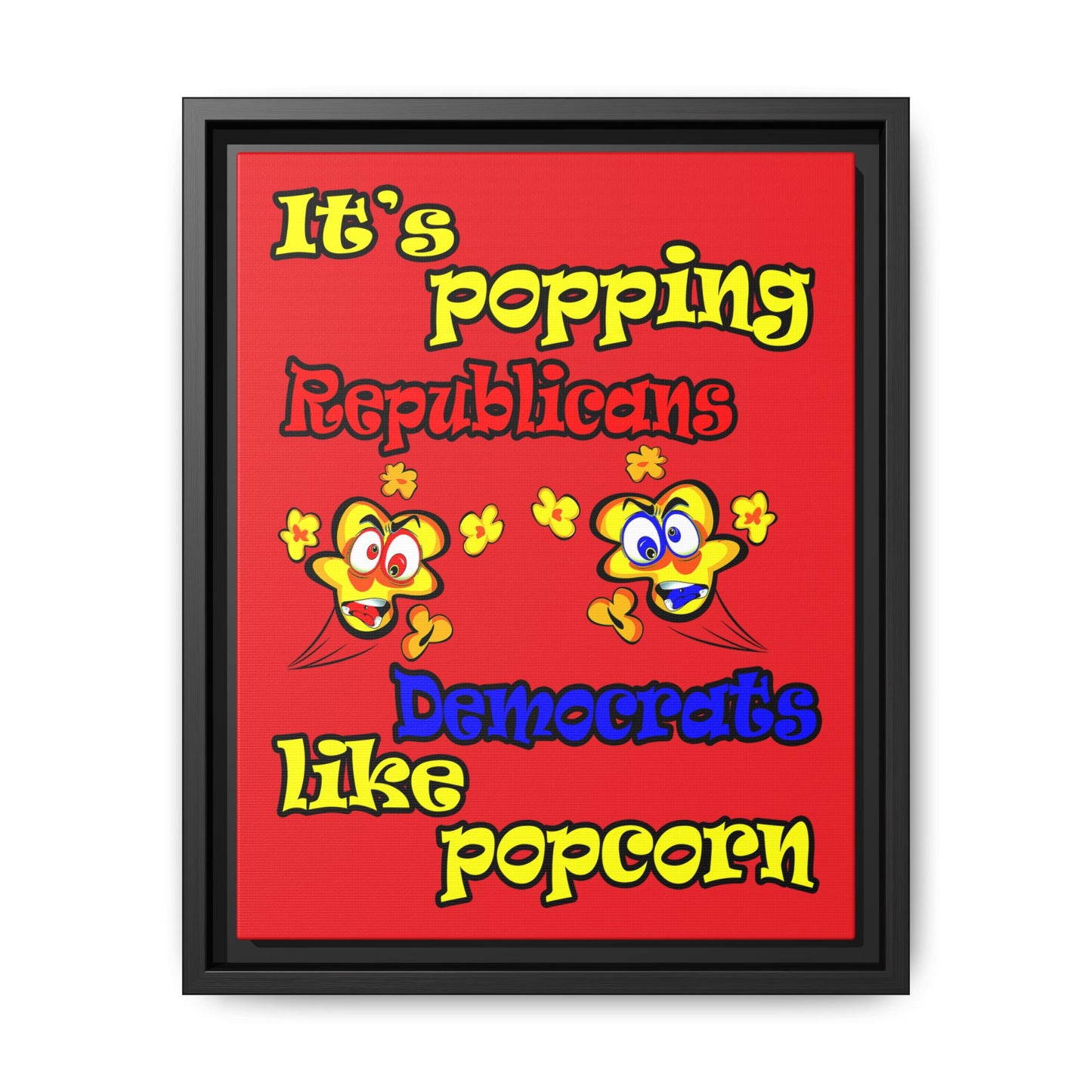 popping like popcorn - framed canvas art (red)