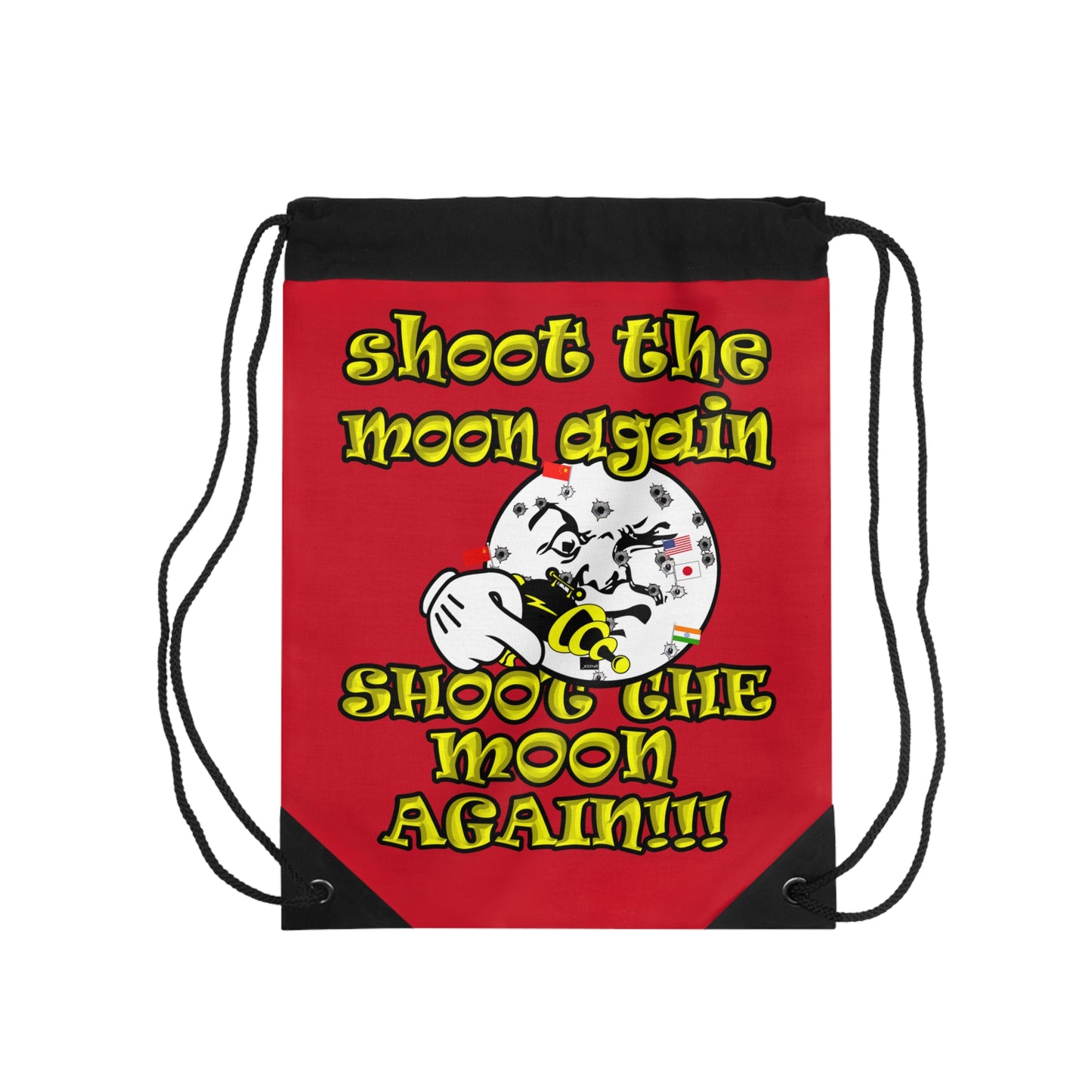 shoot the moon again - Drawstring Bag (dark red)
