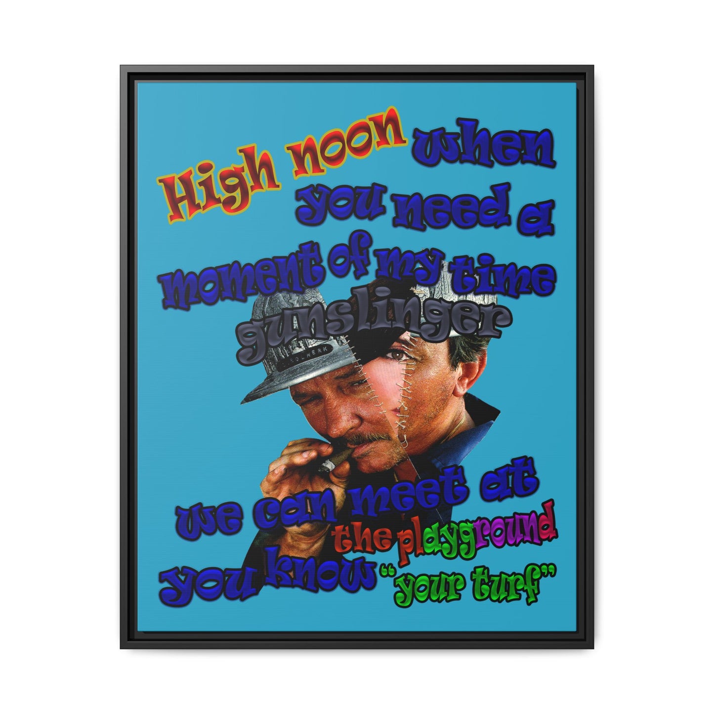 high noon - framed canvas art (turquoise)
