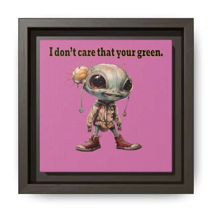 I don't care that your green - framed canvas art (light pink)