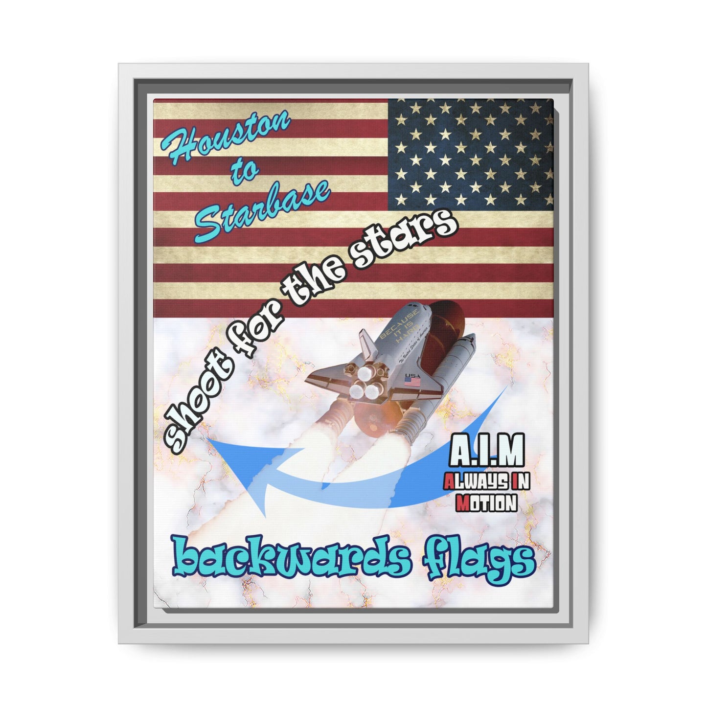 shoot for the stars - framed canvas art (white marble)