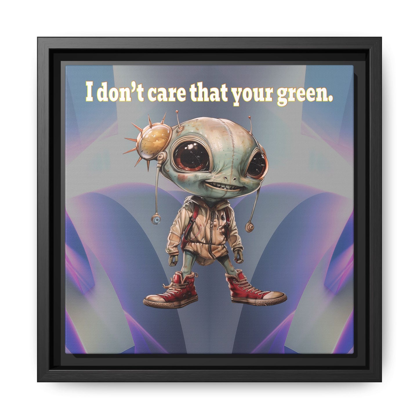 I don't care that your green - framed canvas art (grey-pink wave)