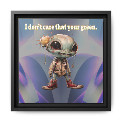 I don't care that your green - framed canvas art (grey-pink wave)