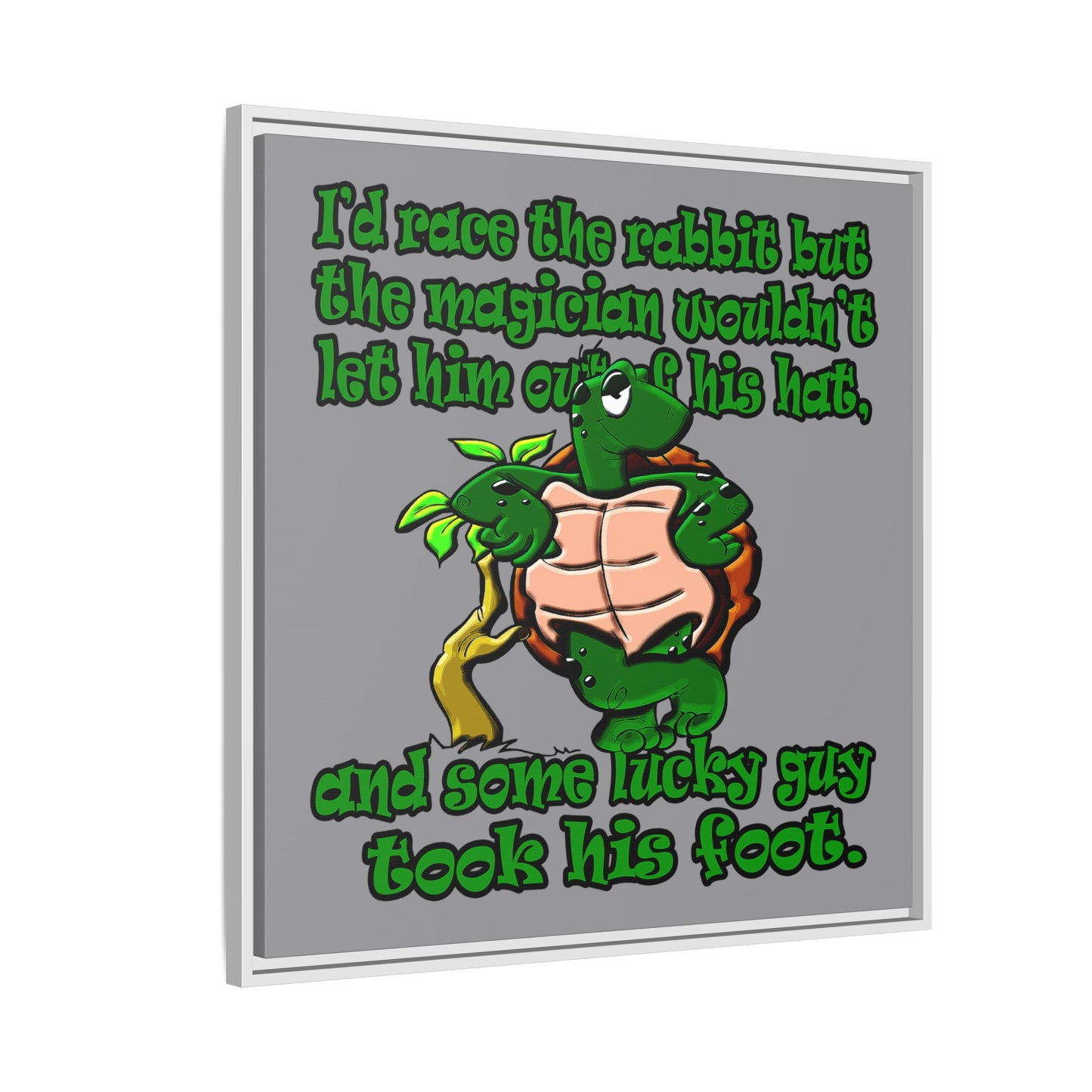 turtle race - framed canvas art (grey)