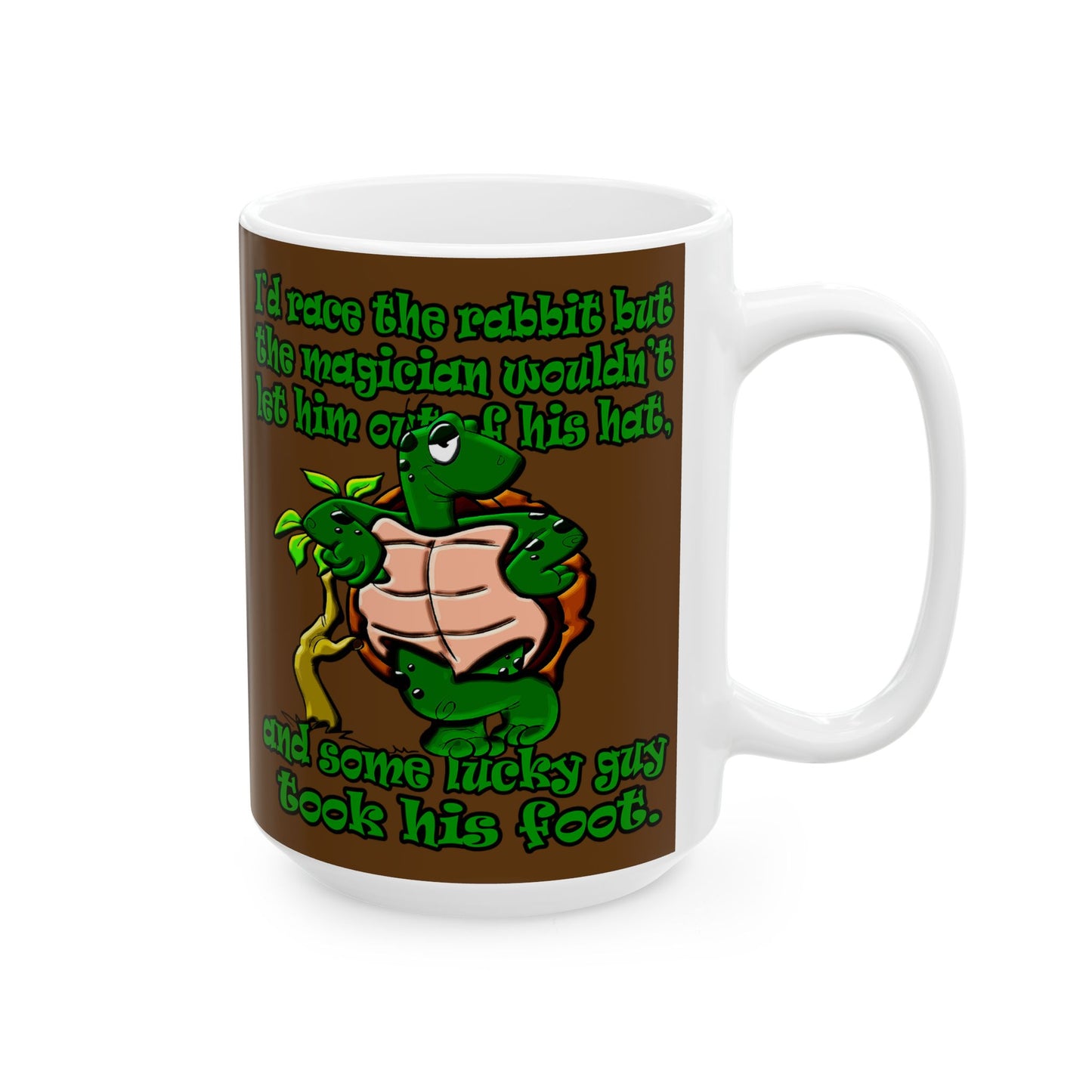 turtle race - White Mug (brown)