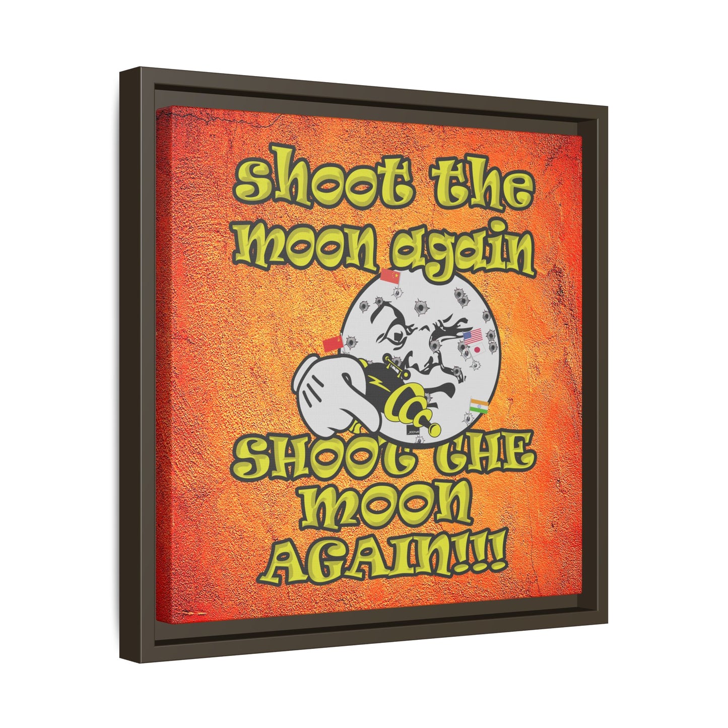 shoot the moon again - framed canvas art (burnt orange)