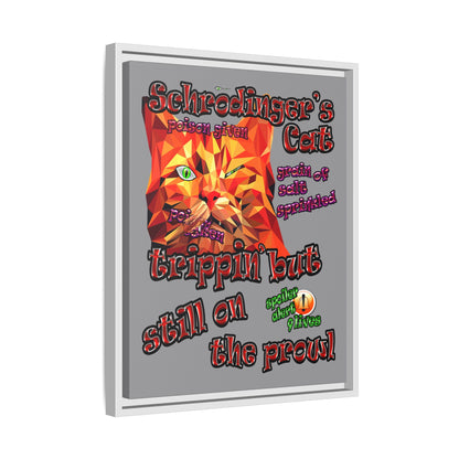 schrodinger's cat - framed canvas art (grey)