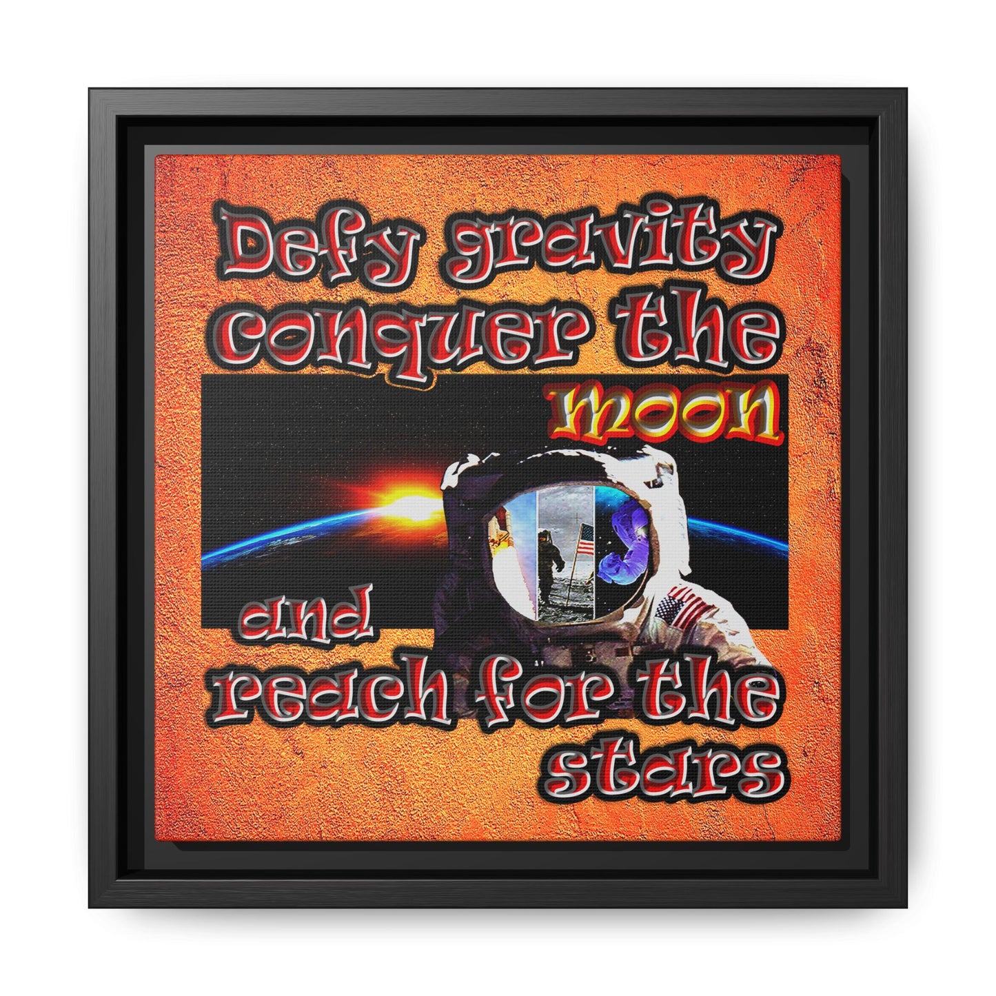 defy conquer reach - framed canvas art (burnt orange)