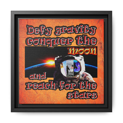 defy conquer reach - framed canvas art (burnt orange)