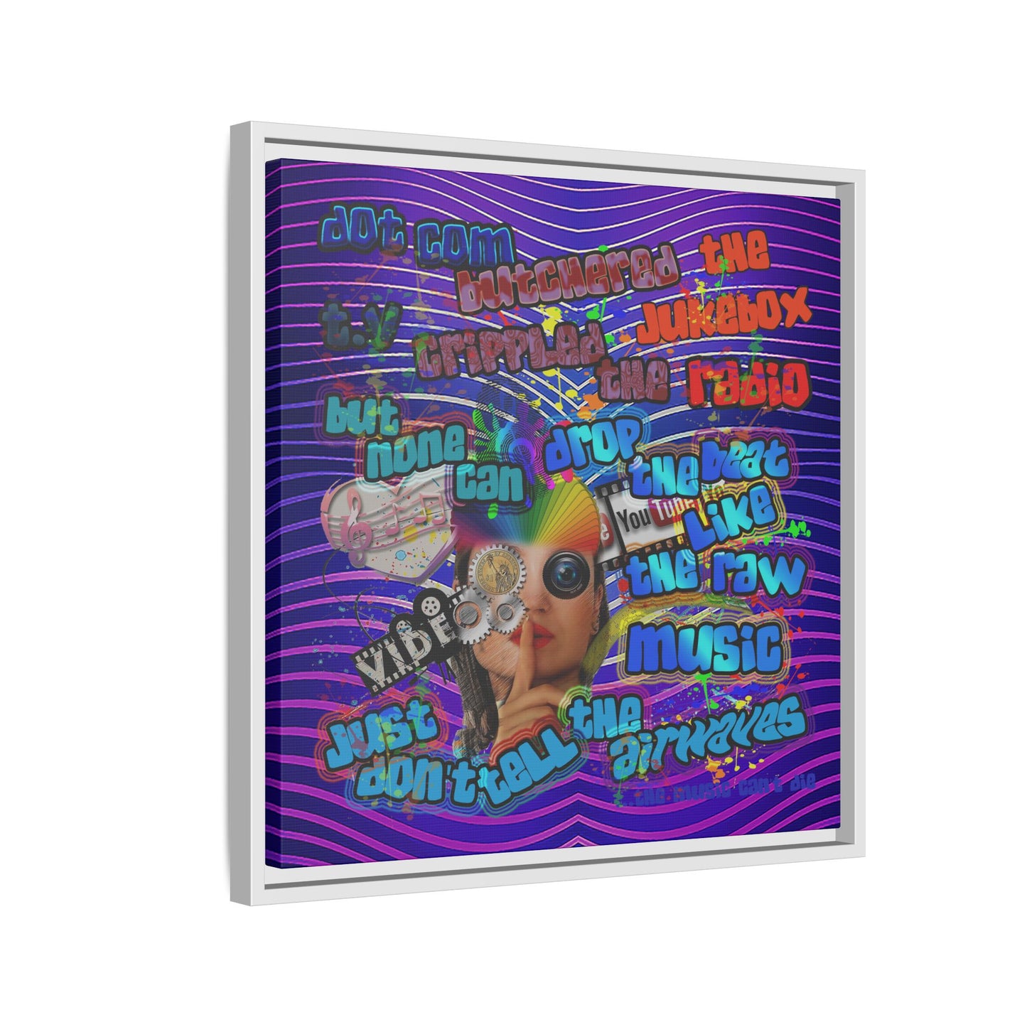 drop the beat - framed canvas art (purple wave)