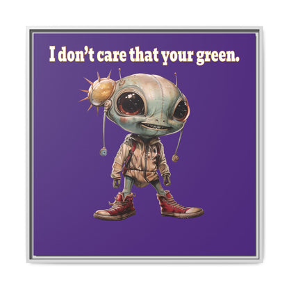 I don't care that your green - framed canvas art (purple)