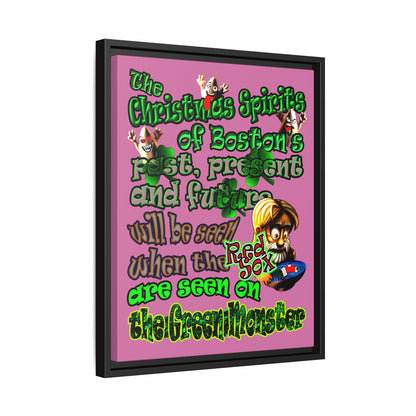 christmas spirits of boston - framed canvas art (light pink)