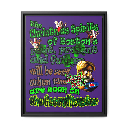 christmas spirits of boston - framed canvas art (purple)
