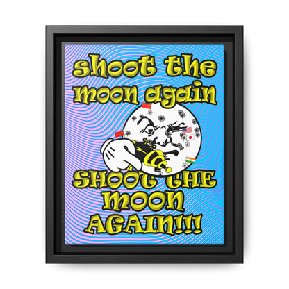 shoot the moon again - framed canvas art (light blue-purple wave)