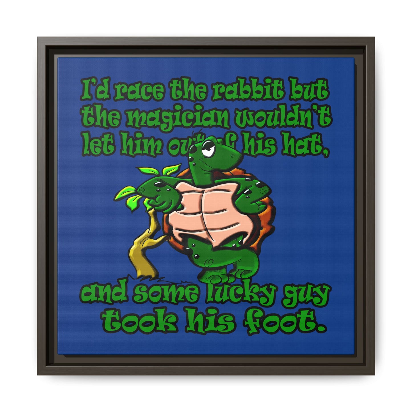 turtle race - framed canvas art (dark blue)