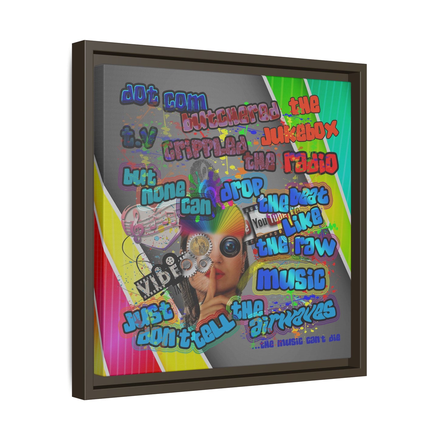 drop the beat - framed canvas art (rainbow split)