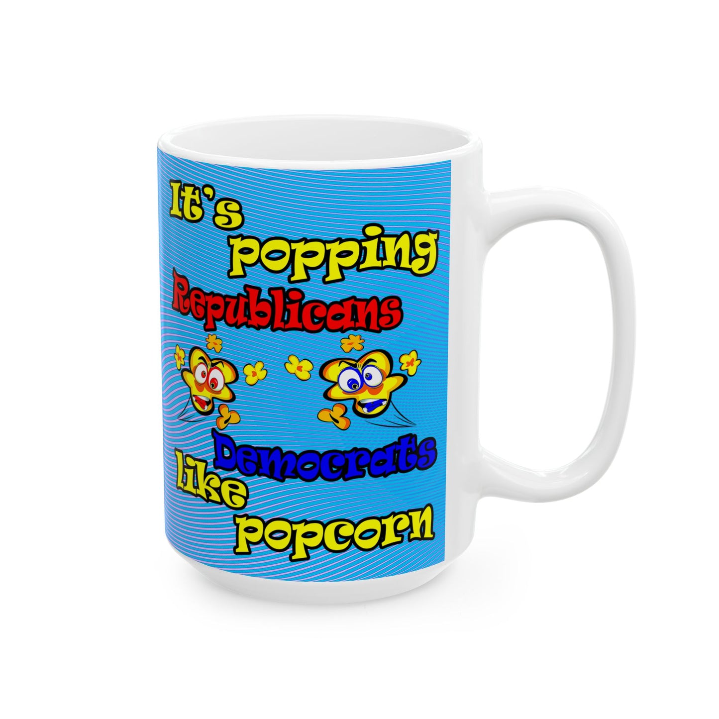 popping like popcorn - White Mug (light blue-purple wave)