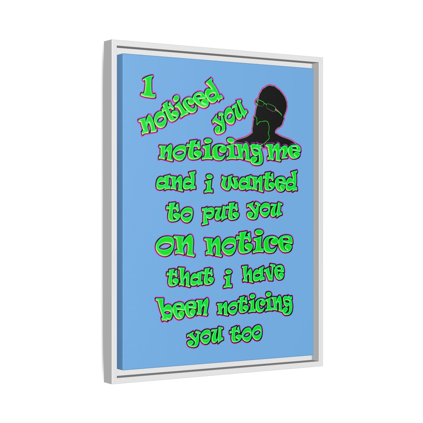 noticed you noticing - framed canvas art (light blue)