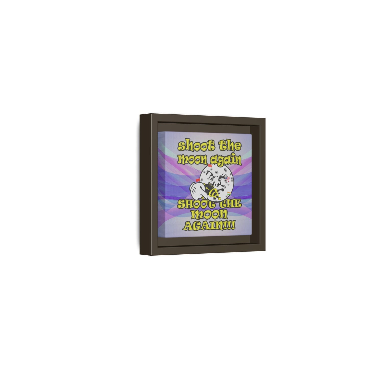 shoot the moon again - framed canvas art (light blue-pink wave)