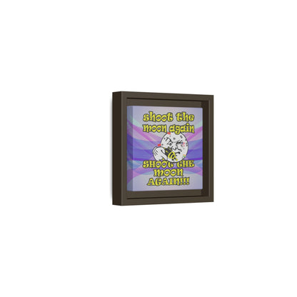 shoot the moon again - framed canvas art (light blue-pink wave)