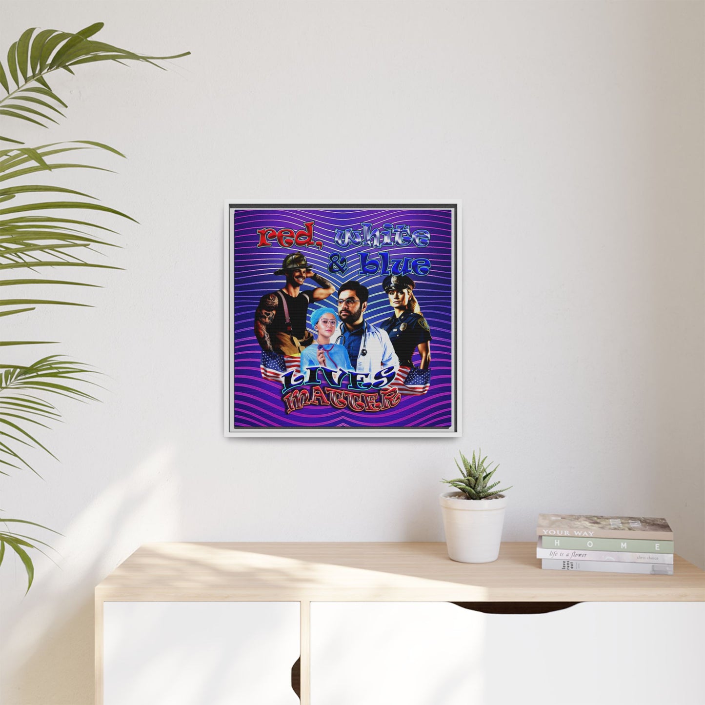 rw&b lives matter - framed canvas art (purple wave)