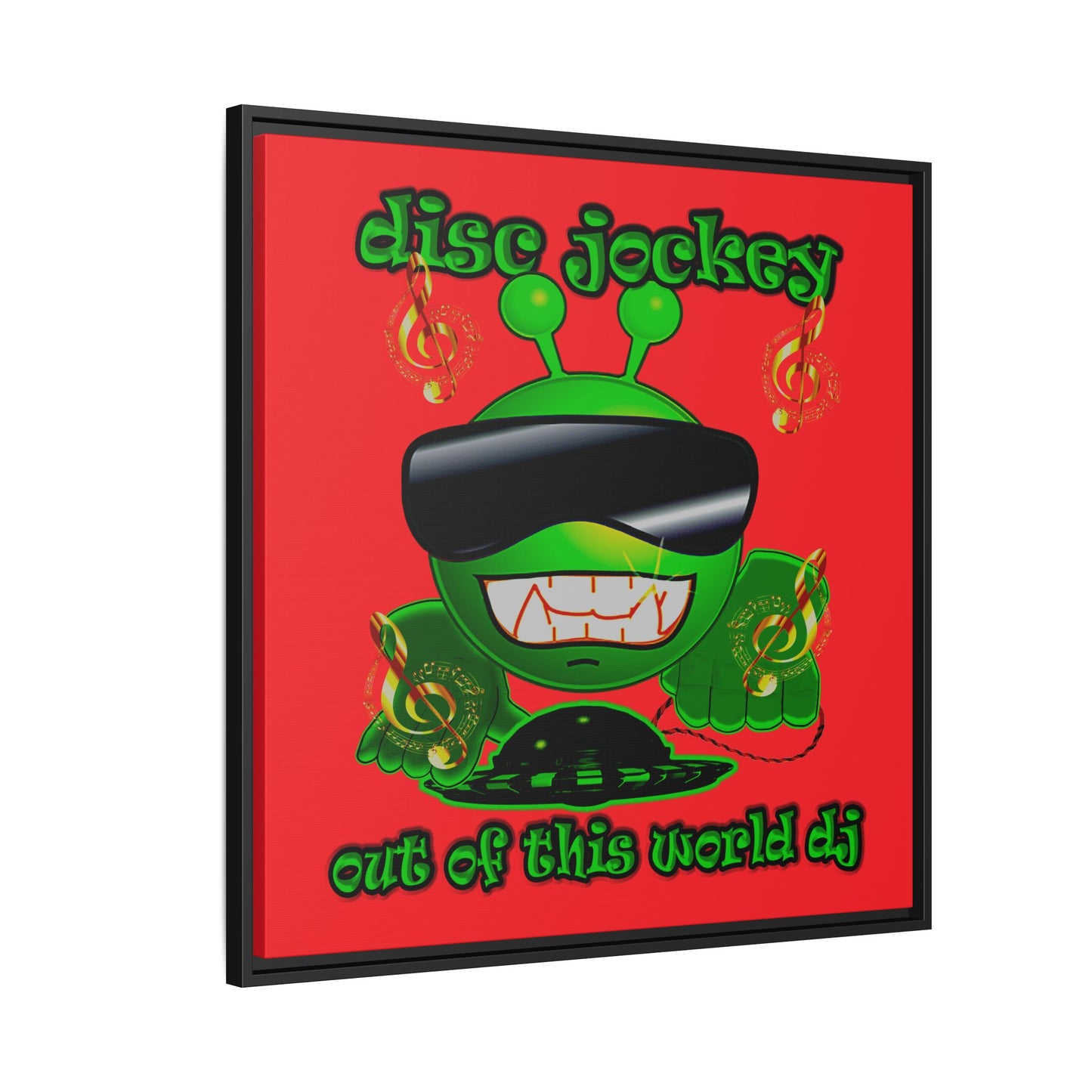 disc jockey - framed canvas art (red)