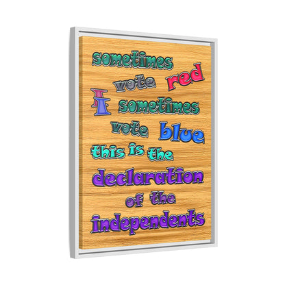 declaration of the independents - framed canvas art (butterscotch wood finish)
