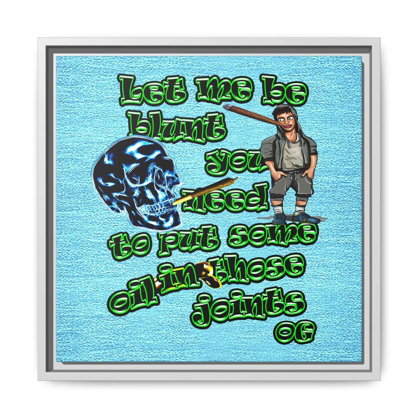 og - framed canvas art (faded blue)