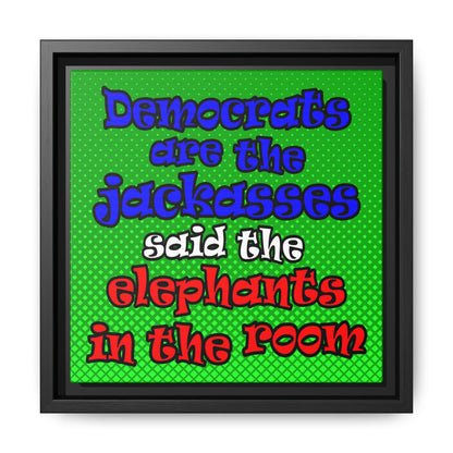 donkeys and elephants - framed canvas art (logo green)