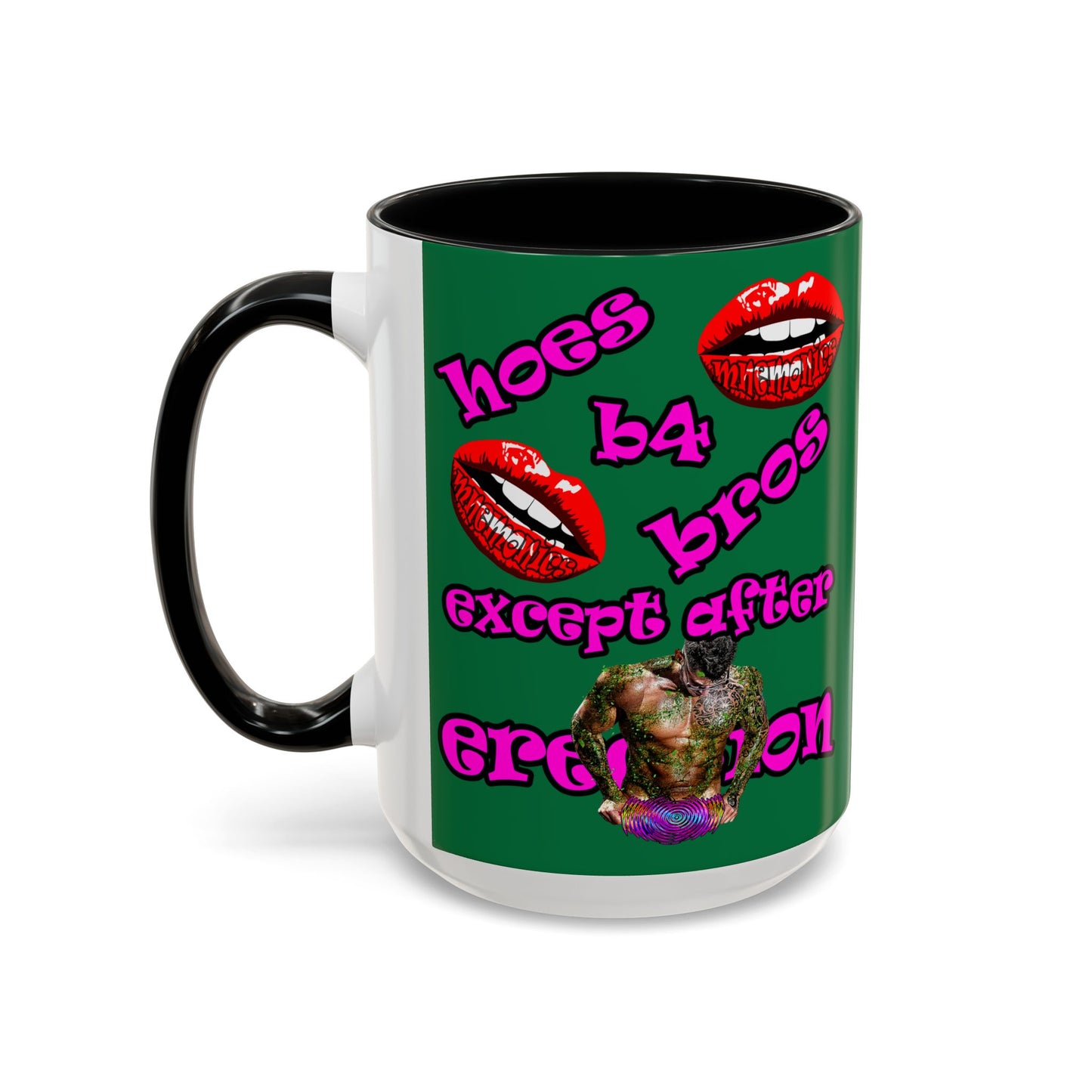 hoes b4 bros - Accent Mug (dark green)