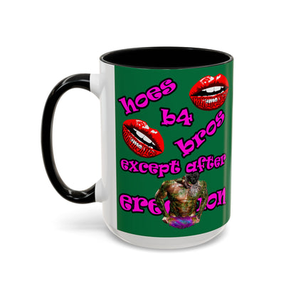 hoes b4 bros - Accent Mug (dark green)