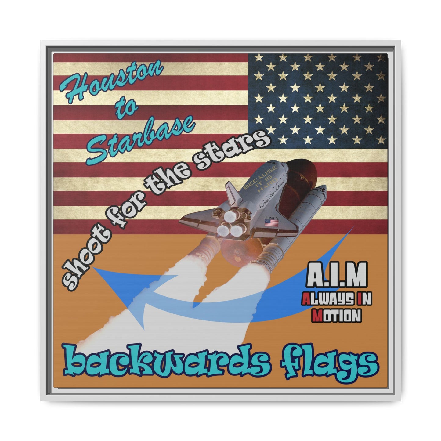 shoot for the stars - framed canvas art (light brown)