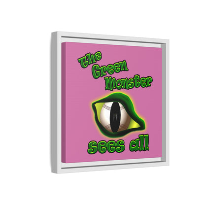 green monster - framed canvas art (light pink)