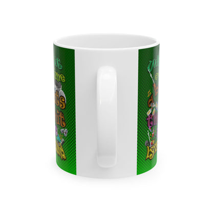 the bum's shit - White Mug (logo green)